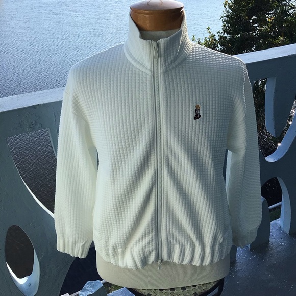 Peter Millar Other - Peter Millar Off White Full-Zip Waffle Weave Textured Men's Zip Sweater Jacket